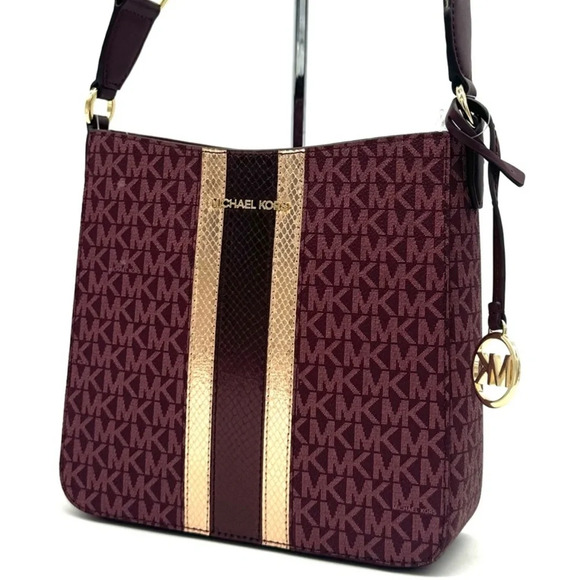 Michael Kors Jet Set Travel Small Signature Logo Messenger Bag Ox Blood Multi - Picture 1 of 9